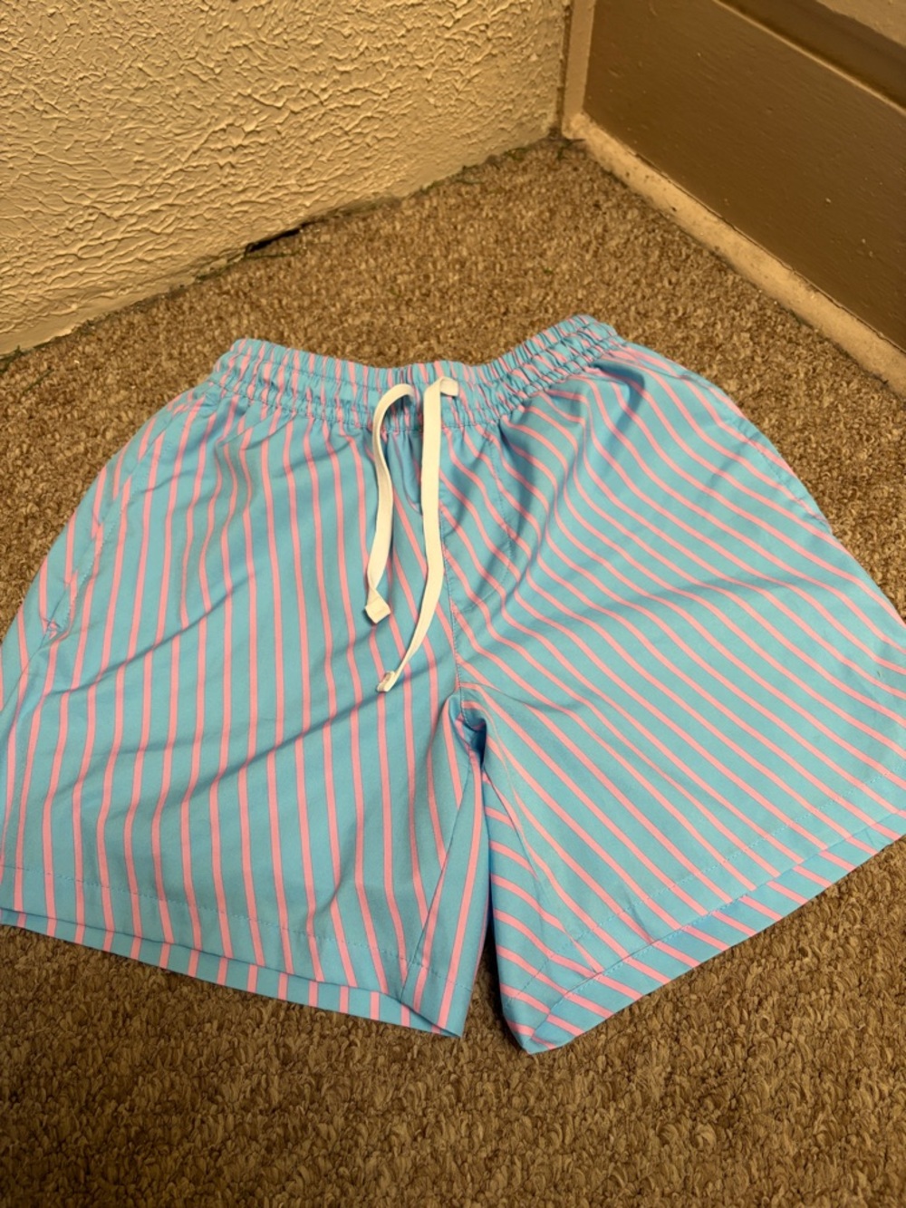 Striped Blue and Pink Drawstring Shorts